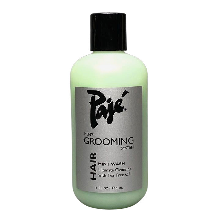 Pajé Men's Groooming System Mint Wash is formulated with Tea Tree Oil to help rid hair of impurities. Rich lather removes excess oils. Leaves scalp with a cool sensation. Paraben Free.